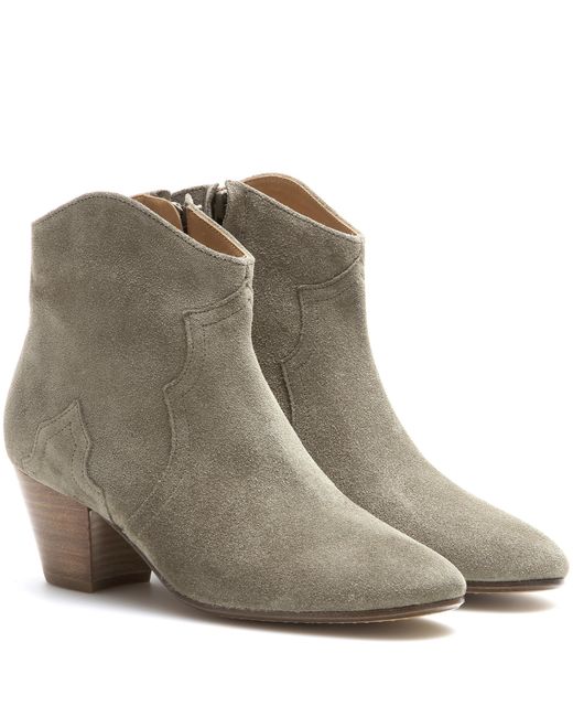 Isabel Marant Dicker Suede Ankle Boots in Brown - Lyst
