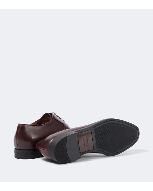 Zegna Brown Leather Derby Shoes for men