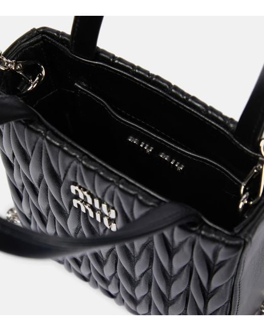 Miu Miu Black Matelasse Leather Tote Bag