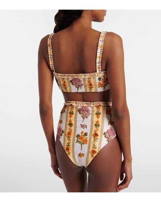 Agua Bendita Metallic Floral Embroidered Bikini Bottoms