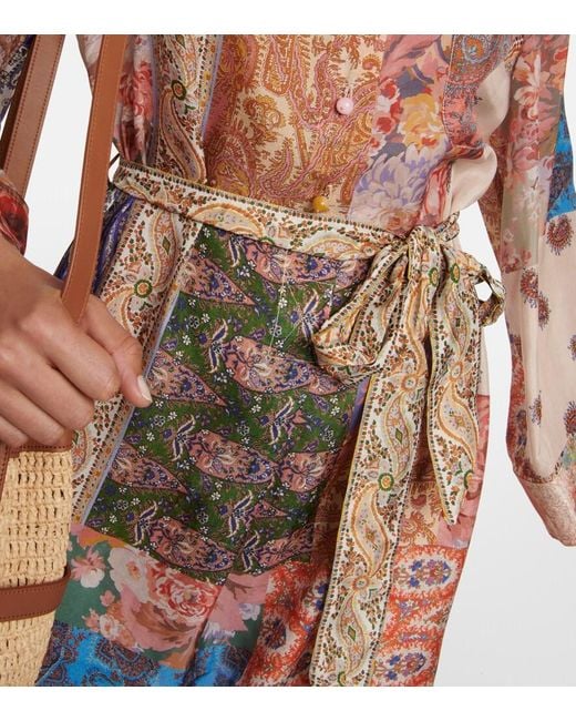 Zimmermann White Devi Printed Silk Midi Dress