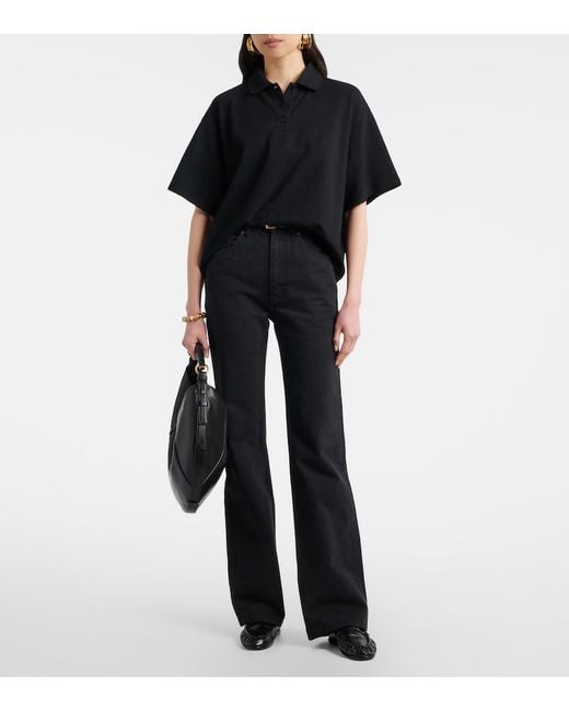 Saint Laurent Black Cassandre Polo Shirt