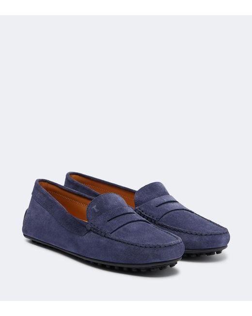 Tod's Blue Suede Driving Shoes