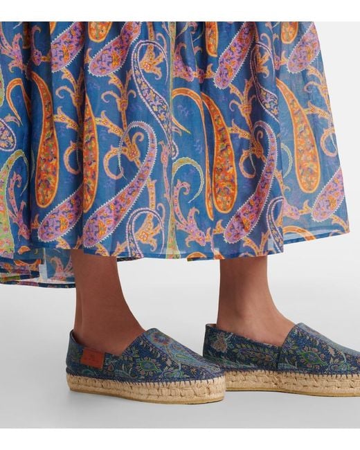 Etro Blue Printed Canvas Espadrilles