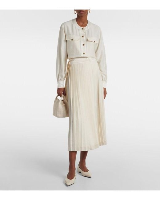 Loro Piana Natural Quincy Silk Shantung Blouse