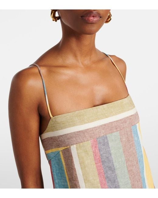 Staud Multicolor Laura Striped Linen Maxi Dress