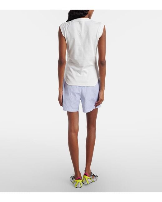 The Attico Blue Striped Cotton Shorts