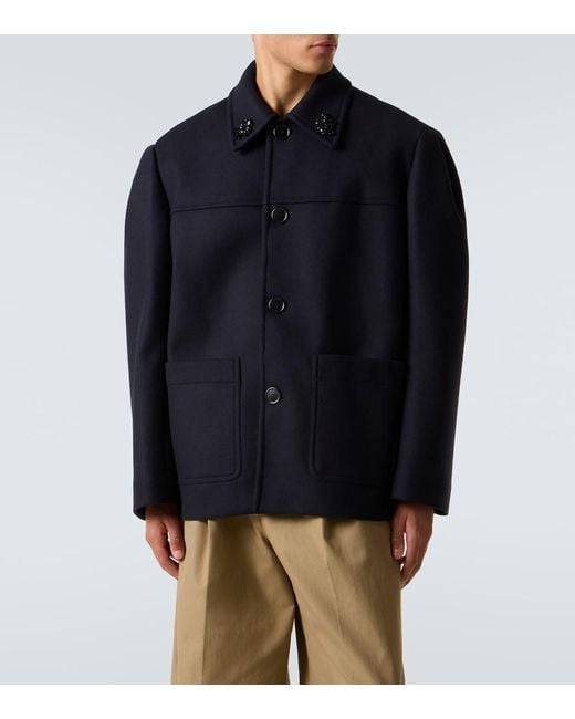 Simone Rocha Blue Embellished Wool-Blend Jacket for men