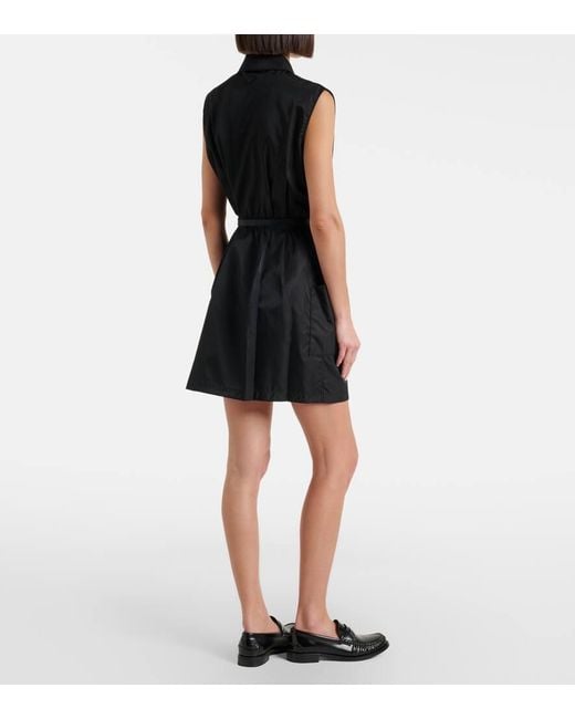 Prada Black Re-Nylon Belted Zip-Up Minidress