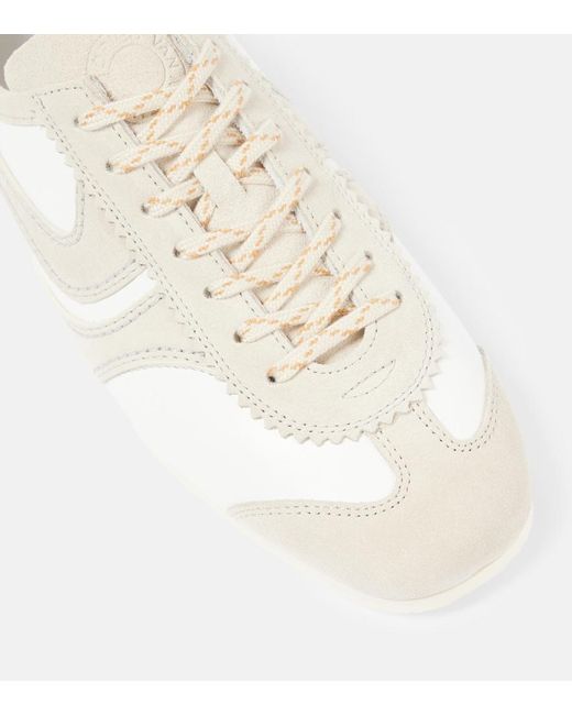 Dries Van Noten Natural Suede-Trimmed Leather Sneakers