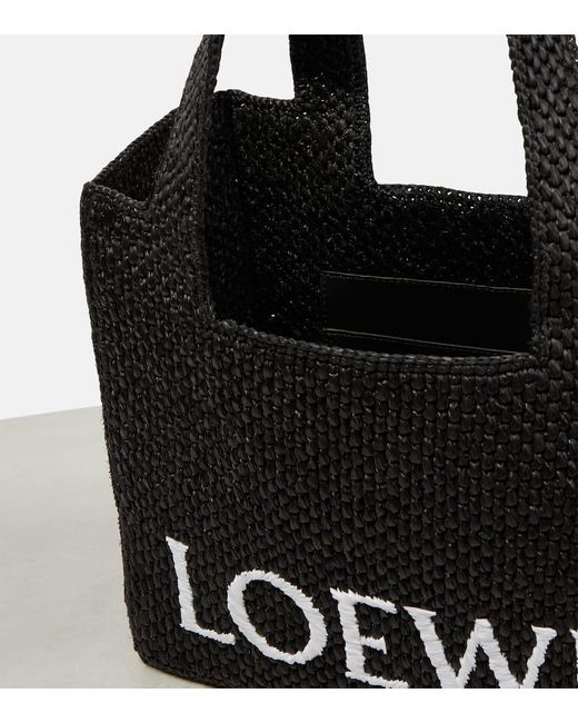 Loewe Black X Paula's Ibiza Medium Logo-Print Raffia-Blend Top-Handle Bag