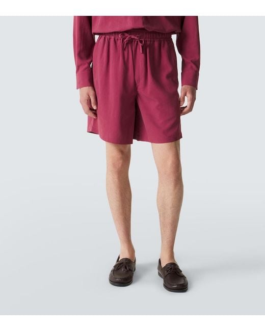 Saman Amel Red Silk Shorts for men