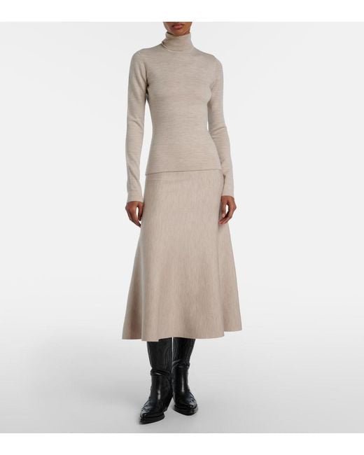 Gabriela Hearst Natural Freddie Wool, Cashmere, And Silk Midi Skirt