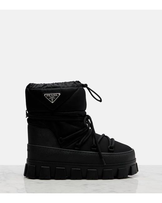 Prada Black Re-Nylon Gabardine Snow Boots