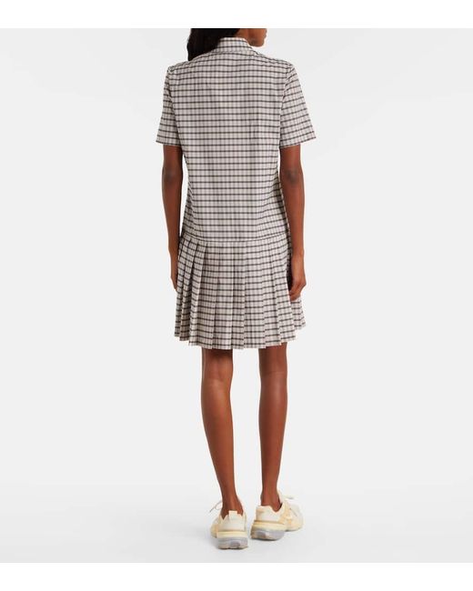 Tory Burch White Plaid Pleated Minidress