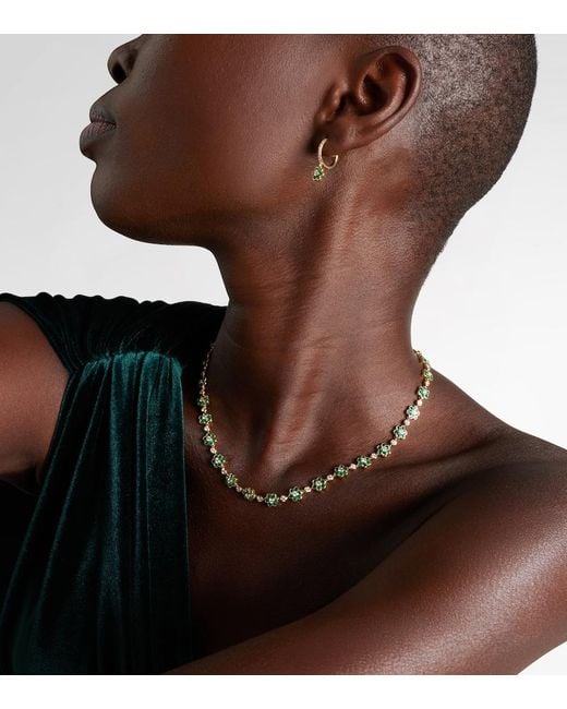 Anita Ko Metallic Flora Small 18Kt Choker With Emeralds And Diamonds