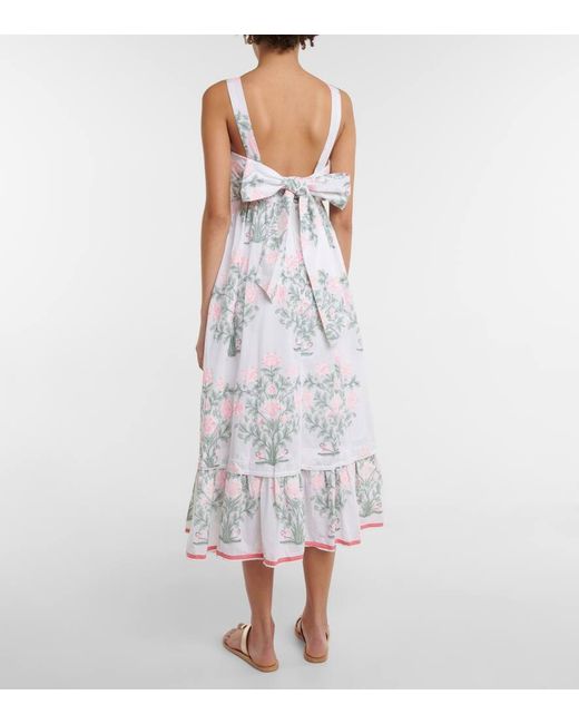Vestido Midi De Algodon Floral A Capas Juliet Dunn de color White