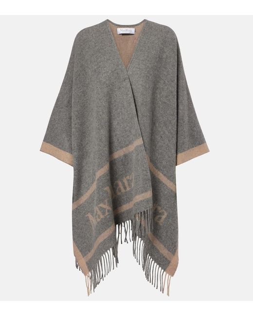Max Mara Gray Cape Hilde Aus Woll-Jacquard