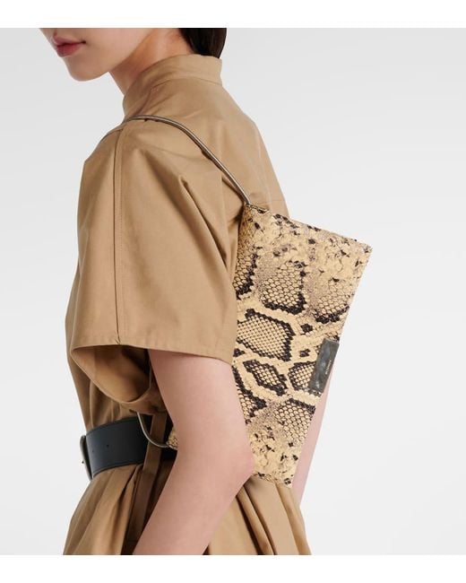Jil Sander Metallic Carnet Snake-Effect Leather Clutch
