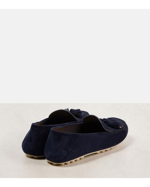 Loro Piana Blue Dot Sole Walk Suede Driving Shoes