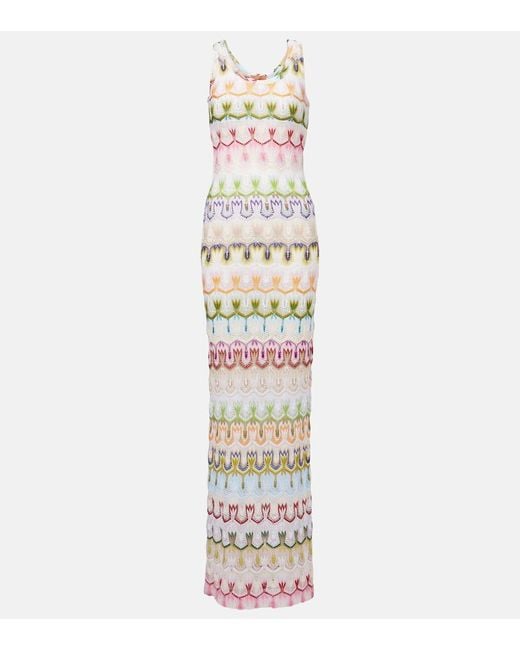 Missoni White Maxikleid Aus Haekelstrick