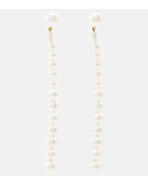Pendientes Piazza de oro de 18 ct con perlas de agua dulce Sophie Bille Brahe de color White
