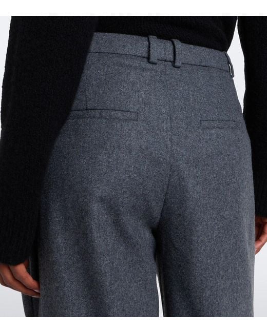 Vince Gray Camille Wool-Blend Flannel Wide-Leg Pants