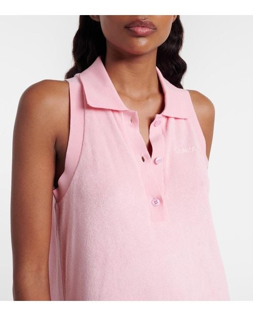 Hunza G Pink Logo Cotton Terry Polo Dress