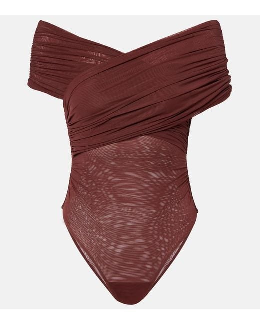 Sir Jacques Gathered Off-Shoulder Bodysuit