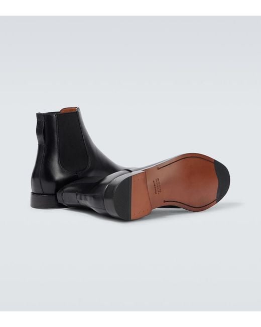 Zegna Black Leather Chelsea Boots for men
