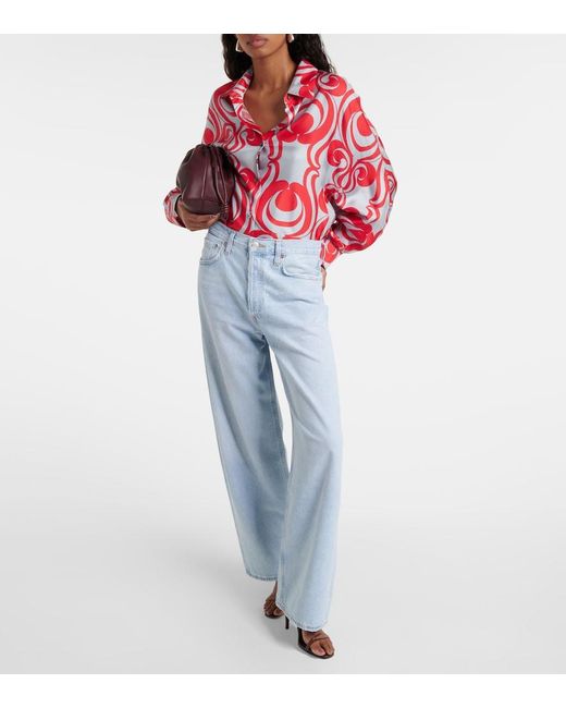 Agolde Blue Low Slung Baggy Wide-Leg Jeans