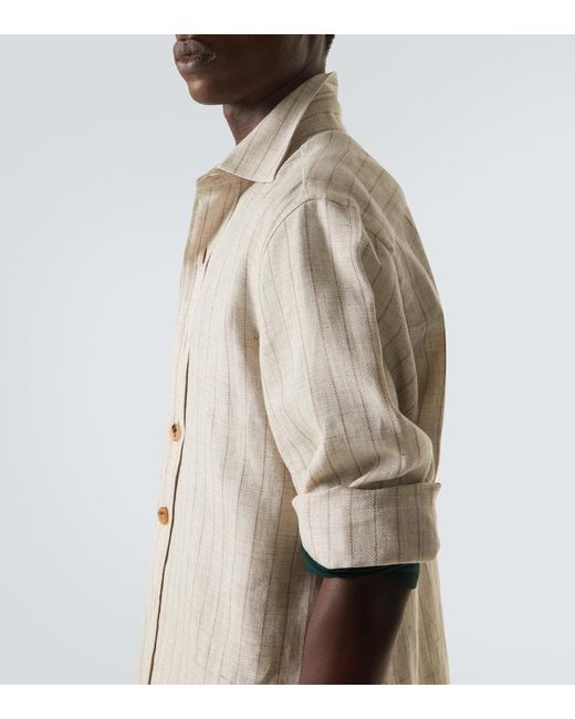 Rubinacci Natural Striped Linen And Wool Shirt for men