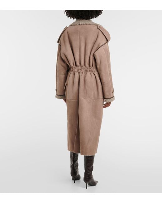 The Mannei Natural Jordan Shearling-trimmed Suede Coat