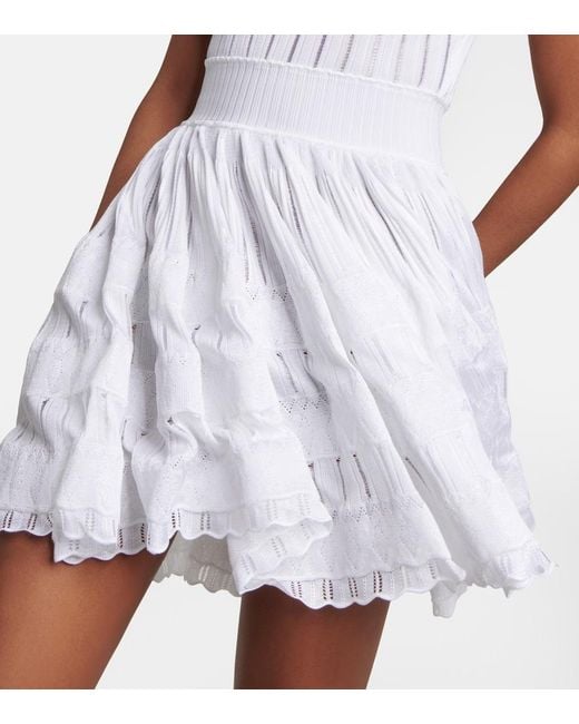 Alaïa White Alaïa Fluid Knitted Mini Dress