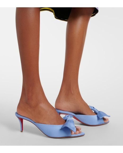 Christian Louboutin Blue Mulazee Bow-Detail Silk Taffeta Mules