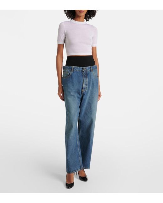 Alaïa White Cropped Cashmere Top