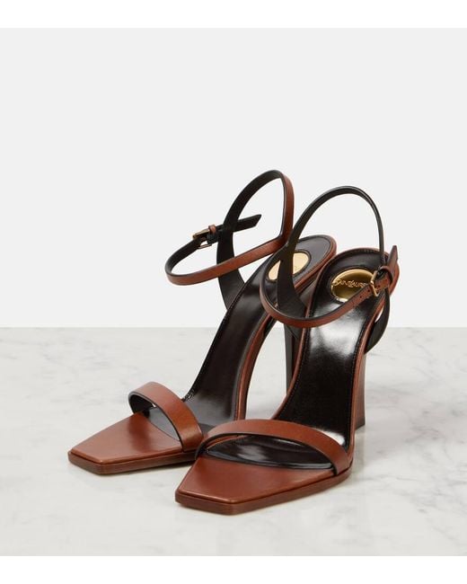 Saint Laurent Brown Leather Susan Sandals 110