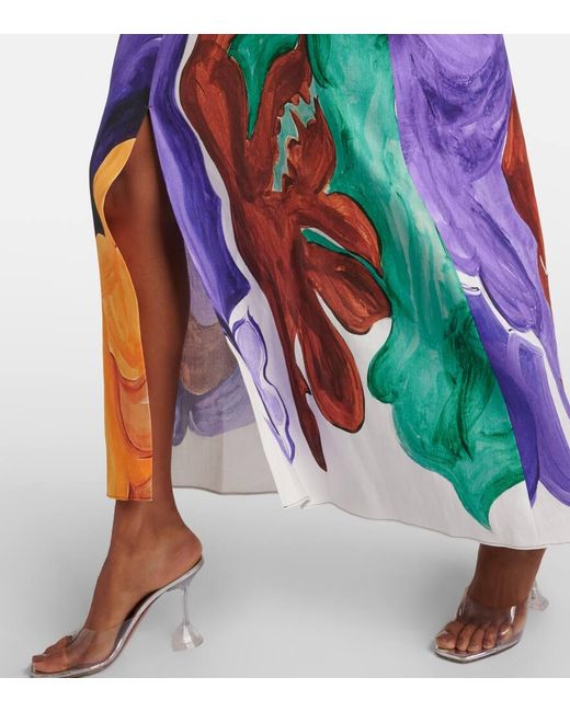 Vestido largo Rainbow Flames de lino Dorothee Schumacher de color White