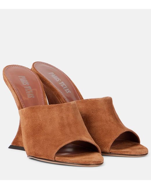 Paris Texas Brown Nina Suede Wedge Mules