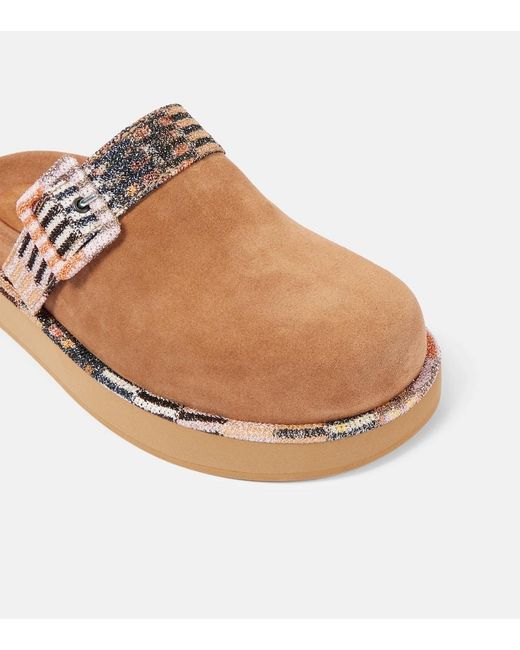 Missoni Brown Suede Round-Toe Clogs