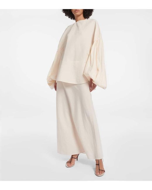 Falda larga Mauva de organza de seda y algodon Khaite de color White
