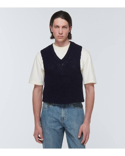 Our Legacy Blue Intact Ribbed-knit Cotton Sweater Vest for men