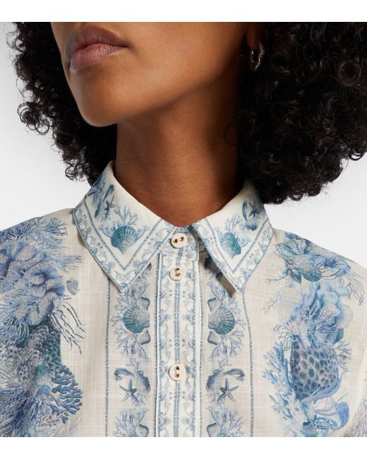 Zimmermann Blue Wanderlust Cotton Shirt