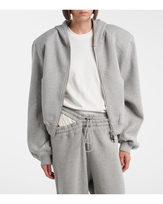 The Attico Gray Cotton Jersey Hoodie