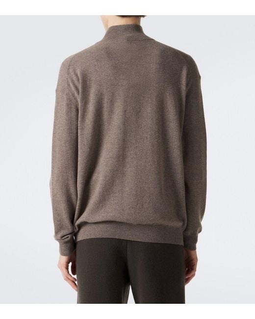 Lisa Yang Brown Augustus Cashmere Half-Zip Sweater for men