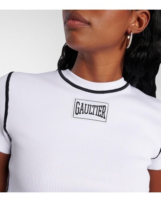 Jean Paul Gaultier White Logo Cotton-Blend Jersey T-Shirt
