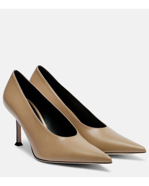 Christen Brown Helix Leather Pumps