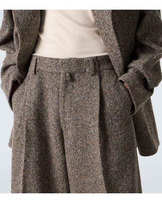 Dries Van Noten Weite Hose Aus Einem Wollgemisch in Gray für Herren