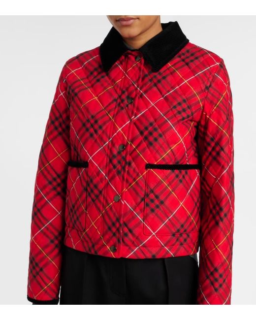 Chaqueta Check De Algodon Con Pana Burberry de color Red