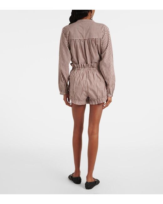 Posse Brown Callie Gingham Cotton Shorts
